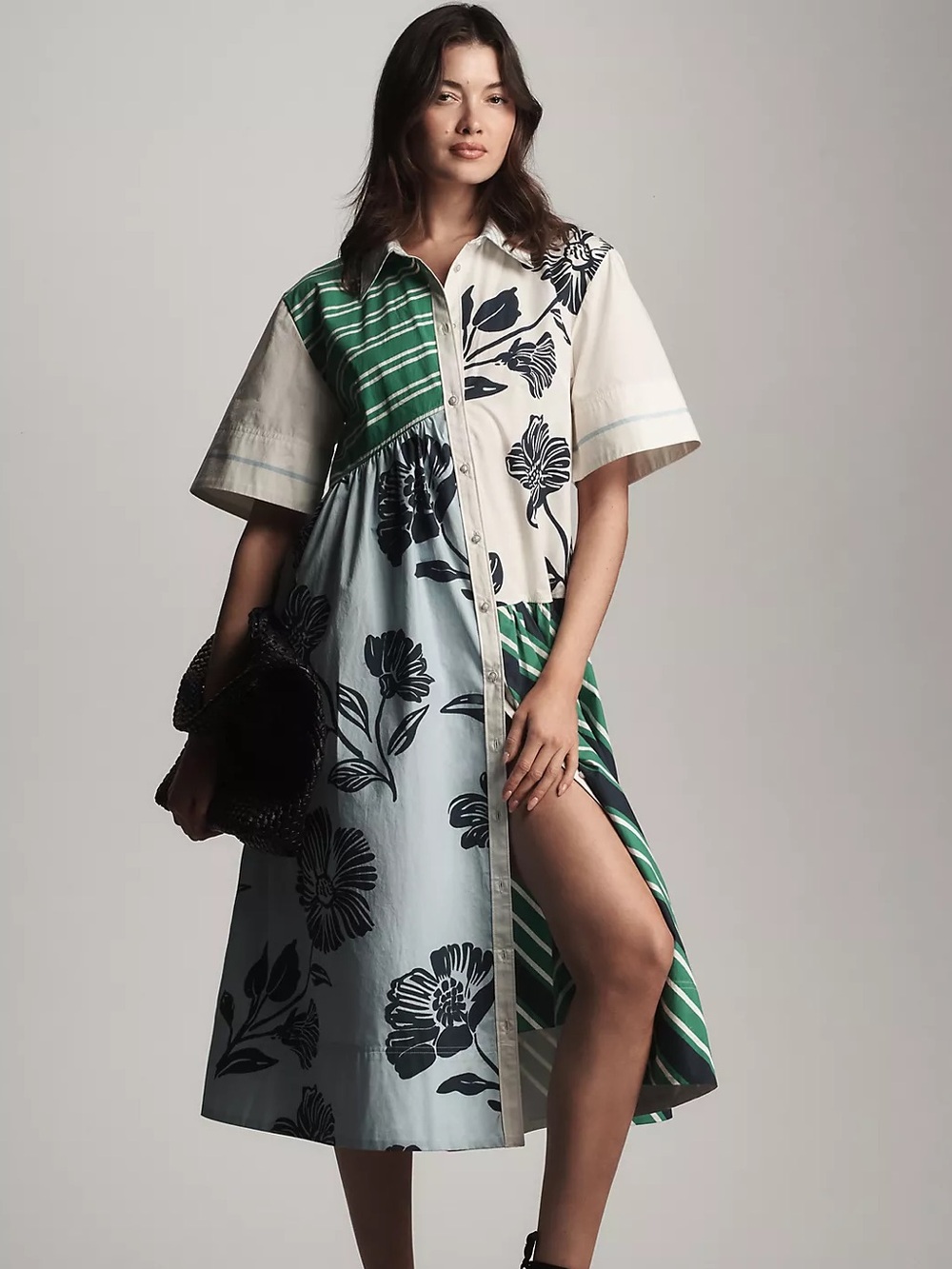 NWT Maeve Beatrix Mixed-Print Shirt Dress from Anthropologie
